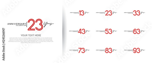 logo anniversary set. red and black color on white background for special event