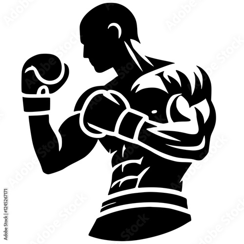 Silhouette of a fierce boxer