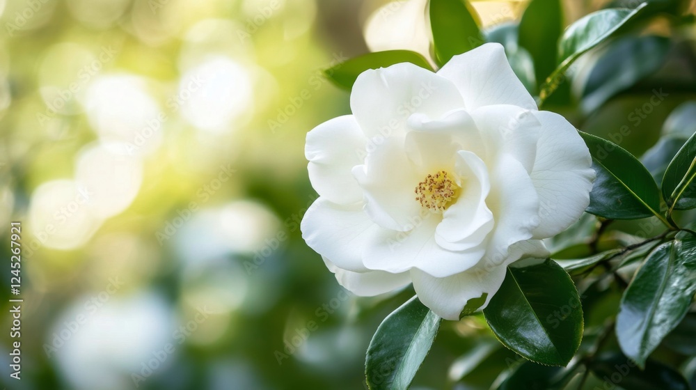Stunning White Camellia in Soft Natural Light Stunning White Camellia in Soft Natural Light