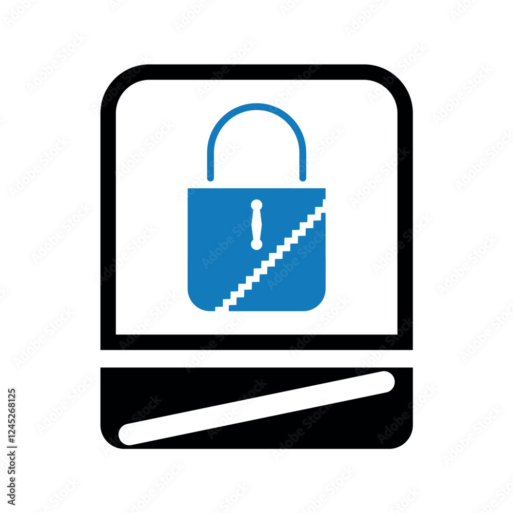 Padlock icon on computer.
