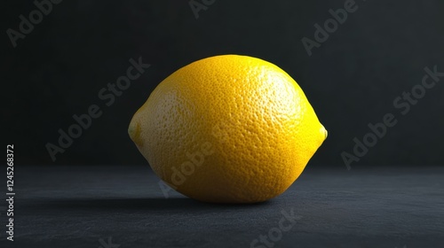 A single lemon with a vibrant yellow peel, standing out against a dark background, Generative AI