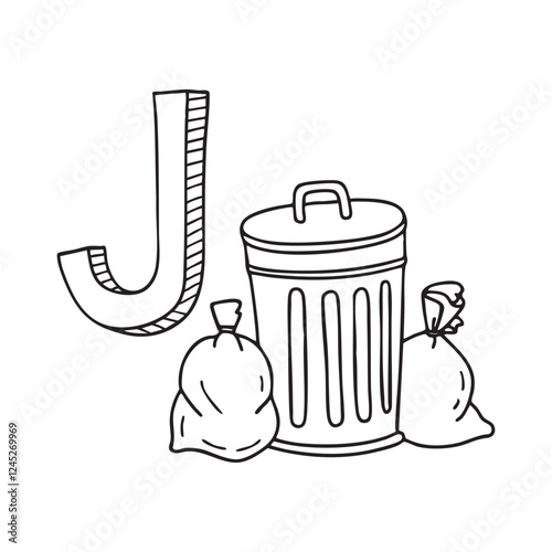 An illustration of Junk with letter J beside it