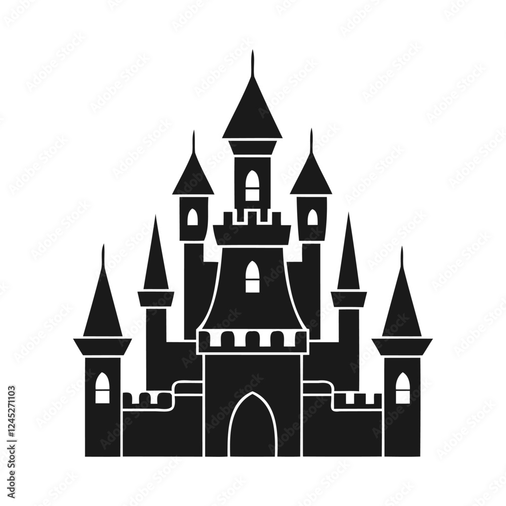 Fototapeta premium Simple Silhouette of a Majestic Fantasy Castle