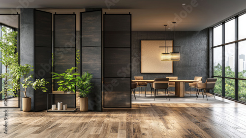 Modern Apartment Interior Design  Luxurious Living Room and Dining Space with City View