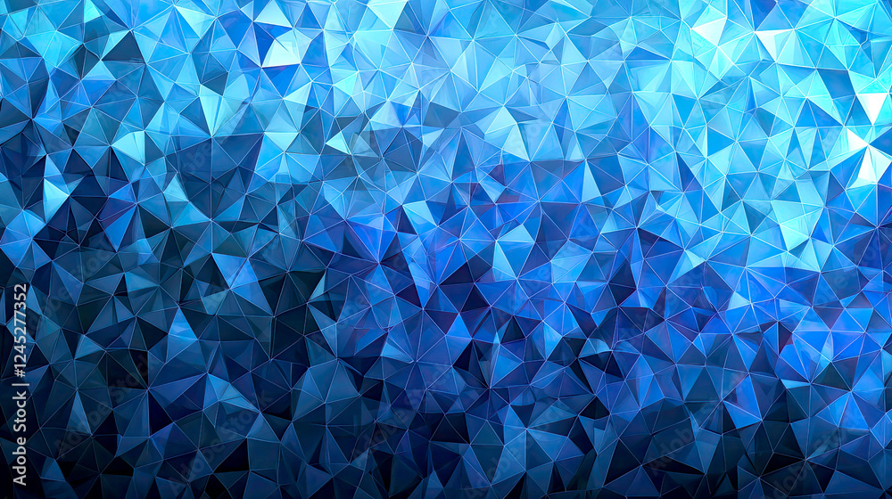 Abstract Blue Polygonal Background: Geometric Texture, Lowpoly Design, Triangle Mosaic, Modern Wallpaper, Digital Art