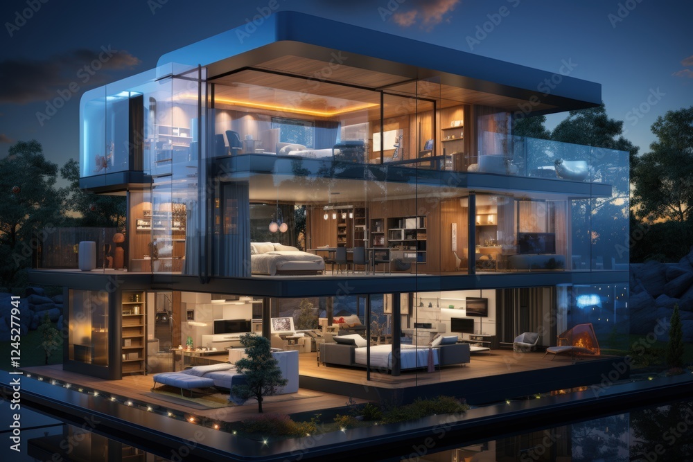 A smart home system controlling lighting and temperature A smart home system controlling lighting and temperature