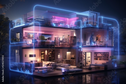 A smart home system controlling lighting and temperature photo