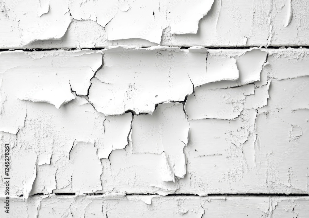 Obraz premium Peeling White Paint on Wood, Rustic Texture, Background