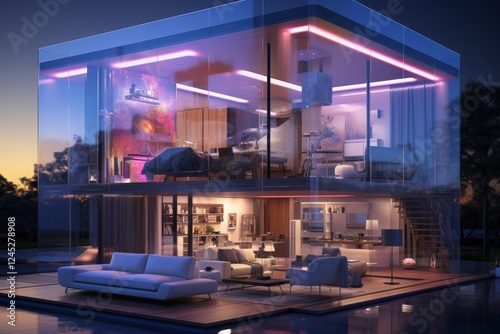 A smart home system controlling lighting and temperature photo
