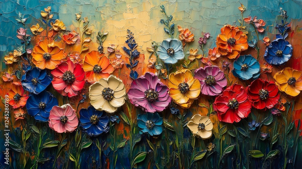 Beautifully Painted Flowers in Bold Colors. Generative AI Beautifully Painted Flowers in Bold Colors. Generative AI