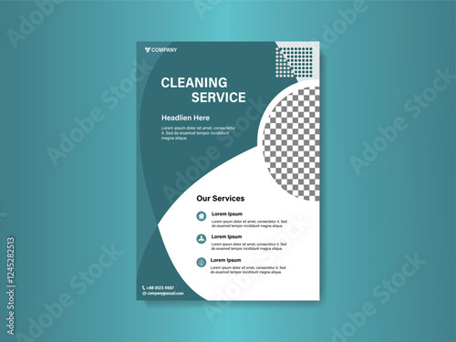 Teal and White Cleaning Service Flyer Design