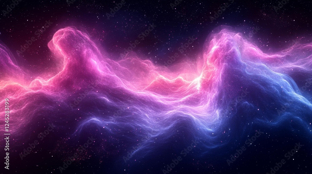Obraz premium Cosmic Neon Waves. Generative AI