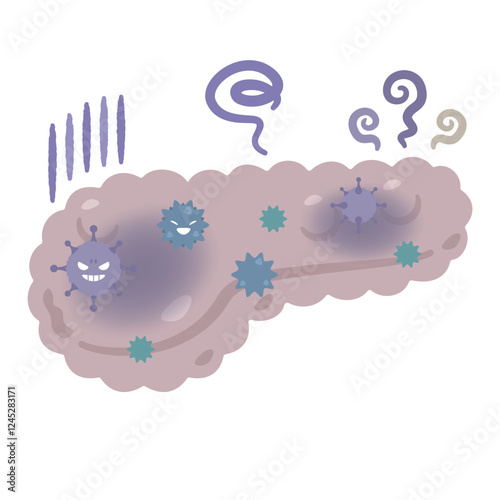 ウイルスに感染した膵臓のイラスト