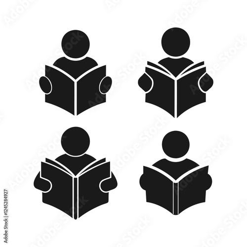 Four Icons of People Reading Books