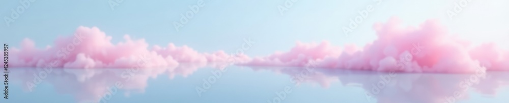 Naklejka premium Pastel pink mist floats gently on a serene blue background, peaceful, mist, pink