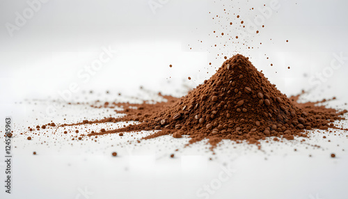Coffee grinded with coarse to fine level. Isolated grind coffee in white background. Pile of coffee powder