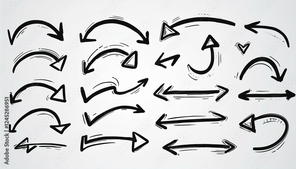Line arrow hand drawn shape brush underline stroke element vector set. Hand drawn doodle sketch arrow, circle, star brush stroke scribble underline icon. Marker doodle sketch vector illustration Line arrow hand drawn shape brush underline stroke element vector set. Hand drawn doodle sketch arrow, circle, star brush stroke scribble underline icon. Marker doodle sketch vector illustration