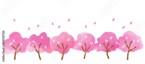 ピンクの美しい桜の背景イラスト
