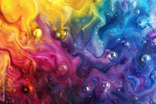 Artistic background with a mix of flowing liquid colours	 photo