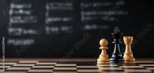 A close-up view of a chessboard with black and white pieces set for a game, highlighting strategic thinking and competition.