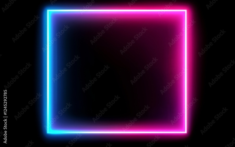 Fototapeta premium Square-shaped rectangle frame showcased with vibrant two-tone neon colors.