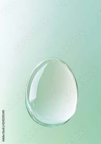 Clear droplet falling, green background, purity concept