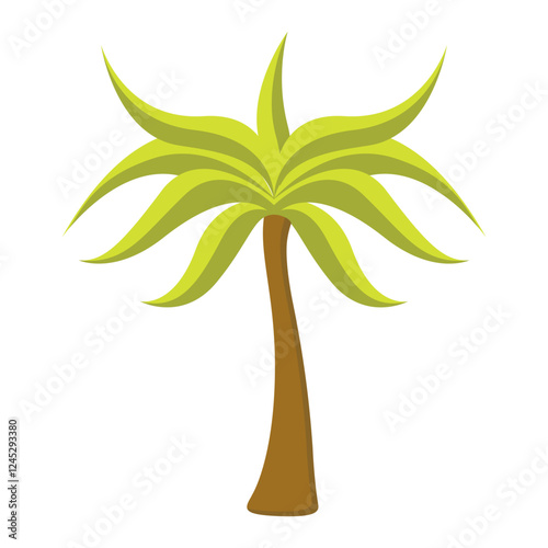 Beach Palm Tree with Simple Cartoon Design Concept. Vector Illustration.