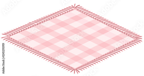 Rug with a pink and white checkered pattern