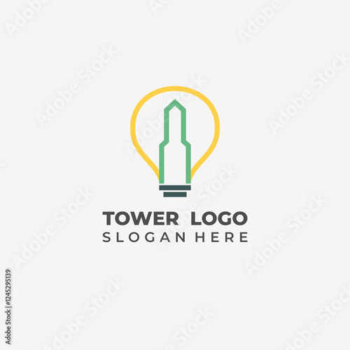 Modern Islamic Tower Symbol Combines with Lineart Style Lights