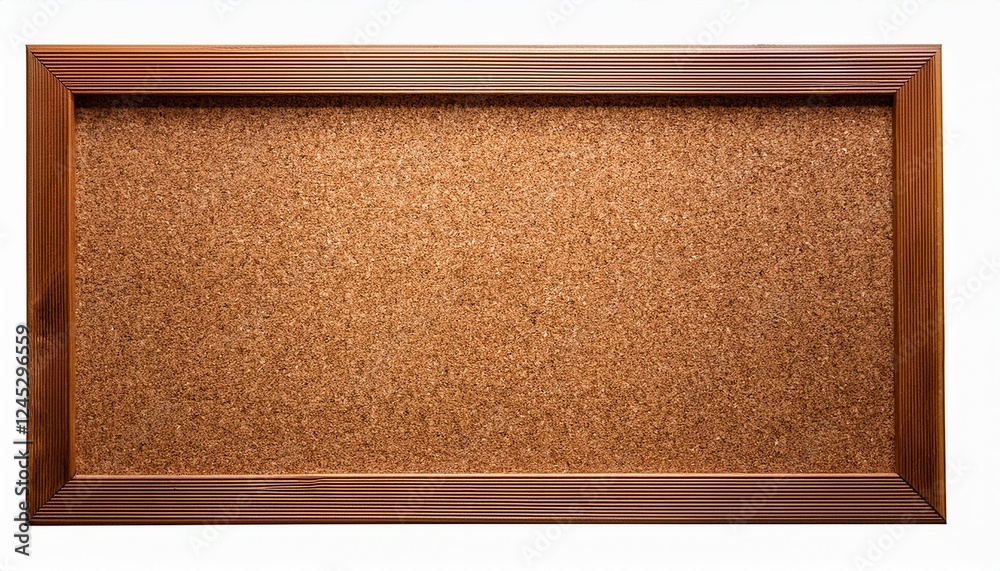 Fototapeta premium Empty cork board. Rectangular Cork Bulletin Board With Wooden Frame. The Board Is Displayed Against A White background.