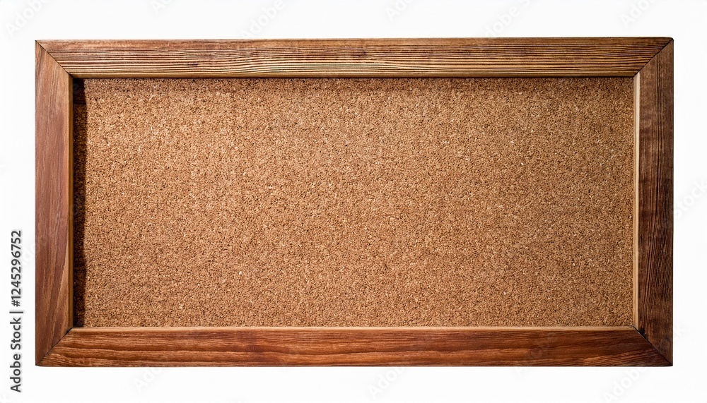 Fototapeta premium Empty cork board. Rectangular Cork Bulletin Board With Wooden Frame. The Board Is Displayed Against A White background.