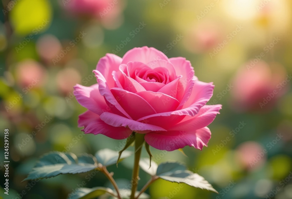A close-up of a vibrant pink rose with blurred green leaves in the background A close-up of a vibrant pink rose with blurred green leaves in the background