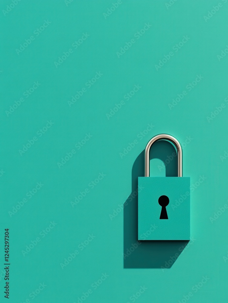 A modern, stylized padlock on a turquoise background, symbolizing security and protection in digital age. A modern, stylized padlock on a turquoise background, symbolizing security and protection in digital age.