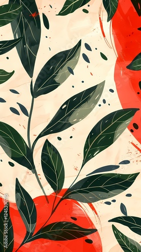 Traditional rabbit laurel lacquer ware illustration poster background
