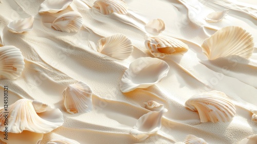 Seashells on Sandy Beach, Summertime Serenity