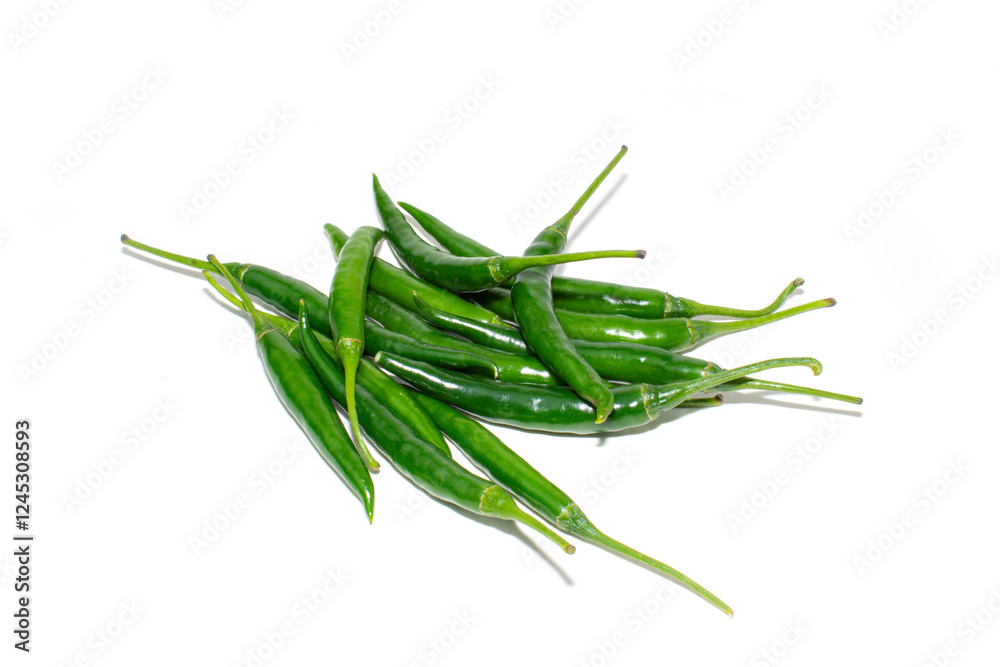 Long-size Green chilli with various angles. Long-size Green chilli with various angles.