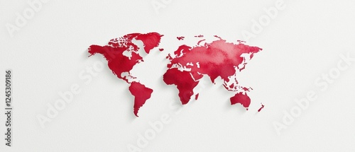 Abstract red world map on a white background.