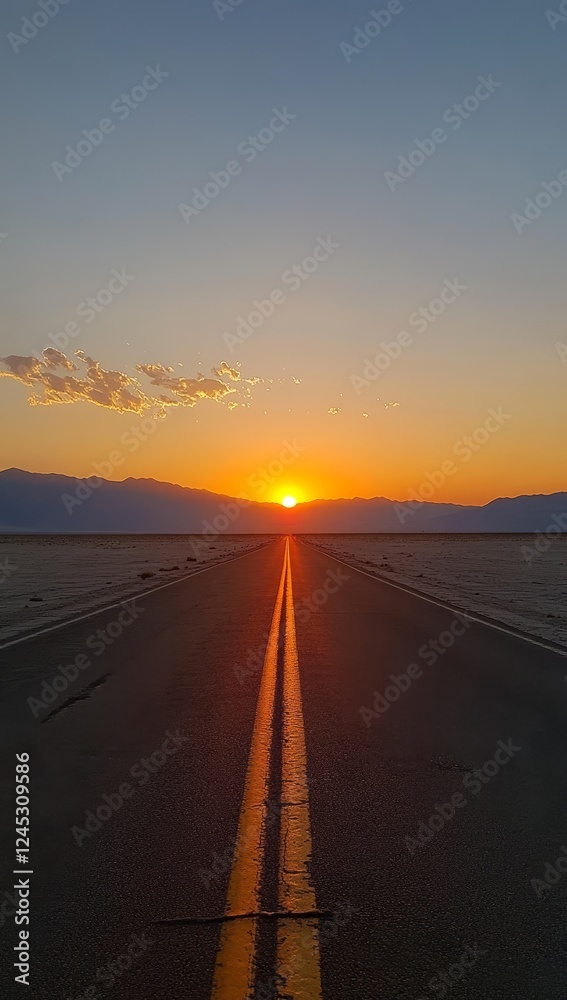 Fototapeta premium Desert highway sunset sunrise landscape travel