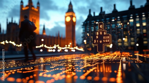 Abstract Digital Artwork of UK Tax Laws in Urban Setting