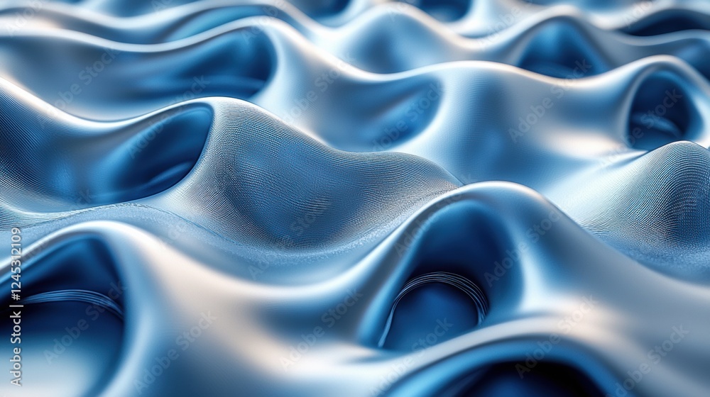 Obraz premium Smooth Blue Fabric Waves Texture for Elegant Background Design