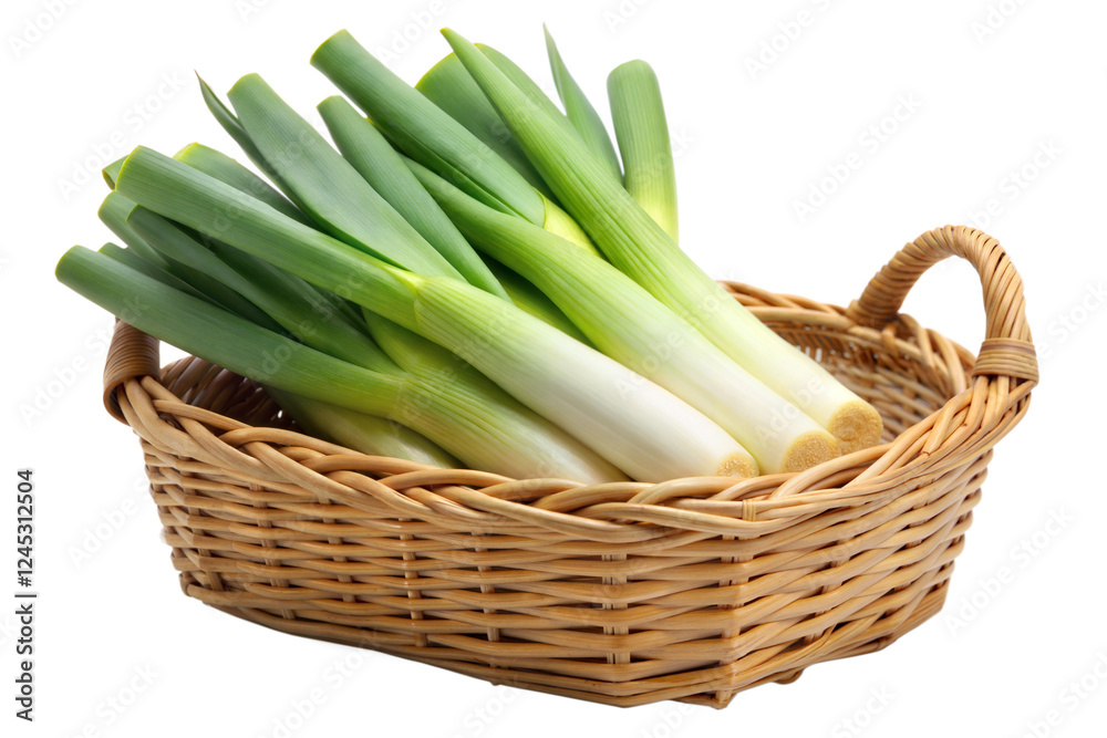 Fresh Leeks in a Basket