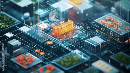 Futuristic Digital Food Supply Chain Visualization
