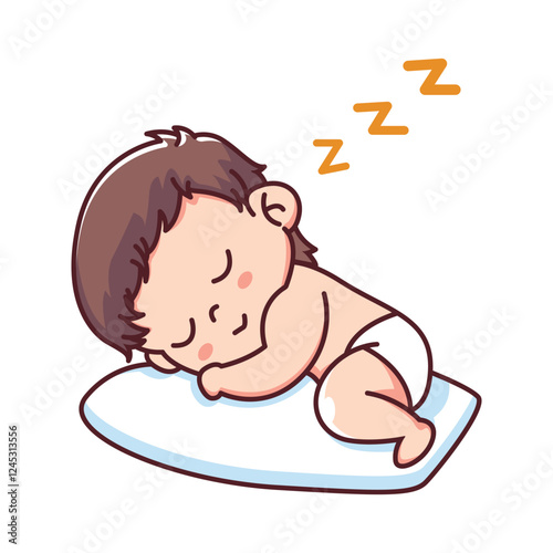 Cute Baby Sleeping Cartoon Icon Illustration.