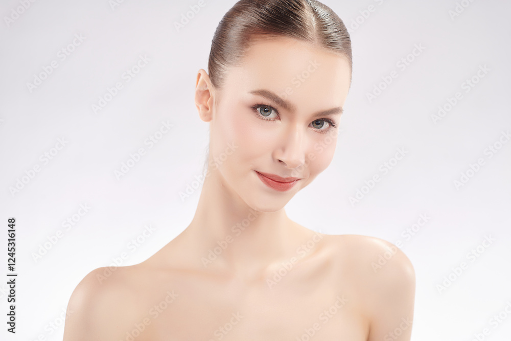 Beautiful young woman with clean fresh skin on white background, Face care, Facial treatment, Cosmetology, beauty and spa, women portrait. Beautiful young woman with clean fresh skin on white background, Face care, Facial treatment, Cosmetology, beauty and spa, women portrait.