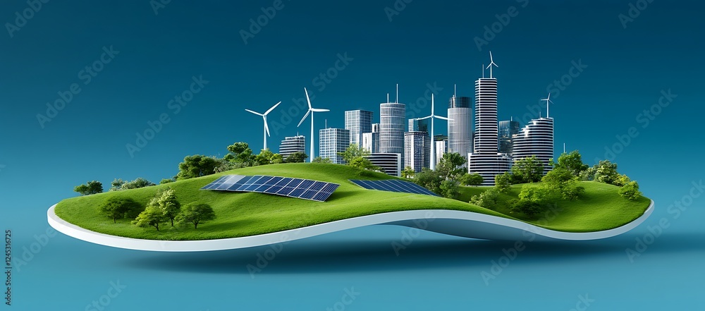 Eco-Friendly Cityscape: Sustainable Urban Development on a Green Island