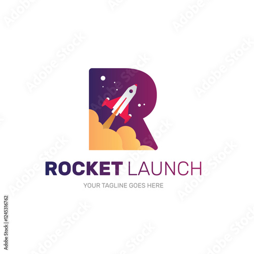 Rocket Launch Rocket Logo Concept for aerospace industry