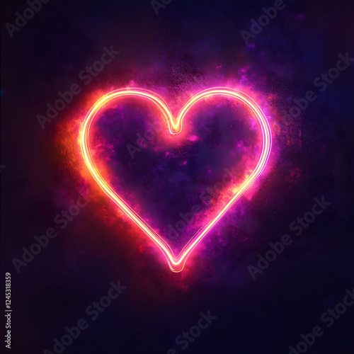 A vibrant neon heart glowing against a dark background, symbolizing love and passion.