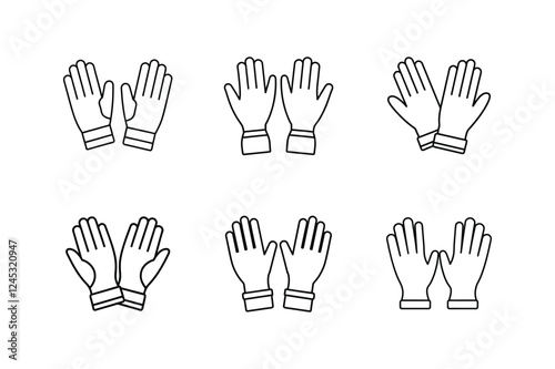 protective gloves icon line art vector illustration, hand icons