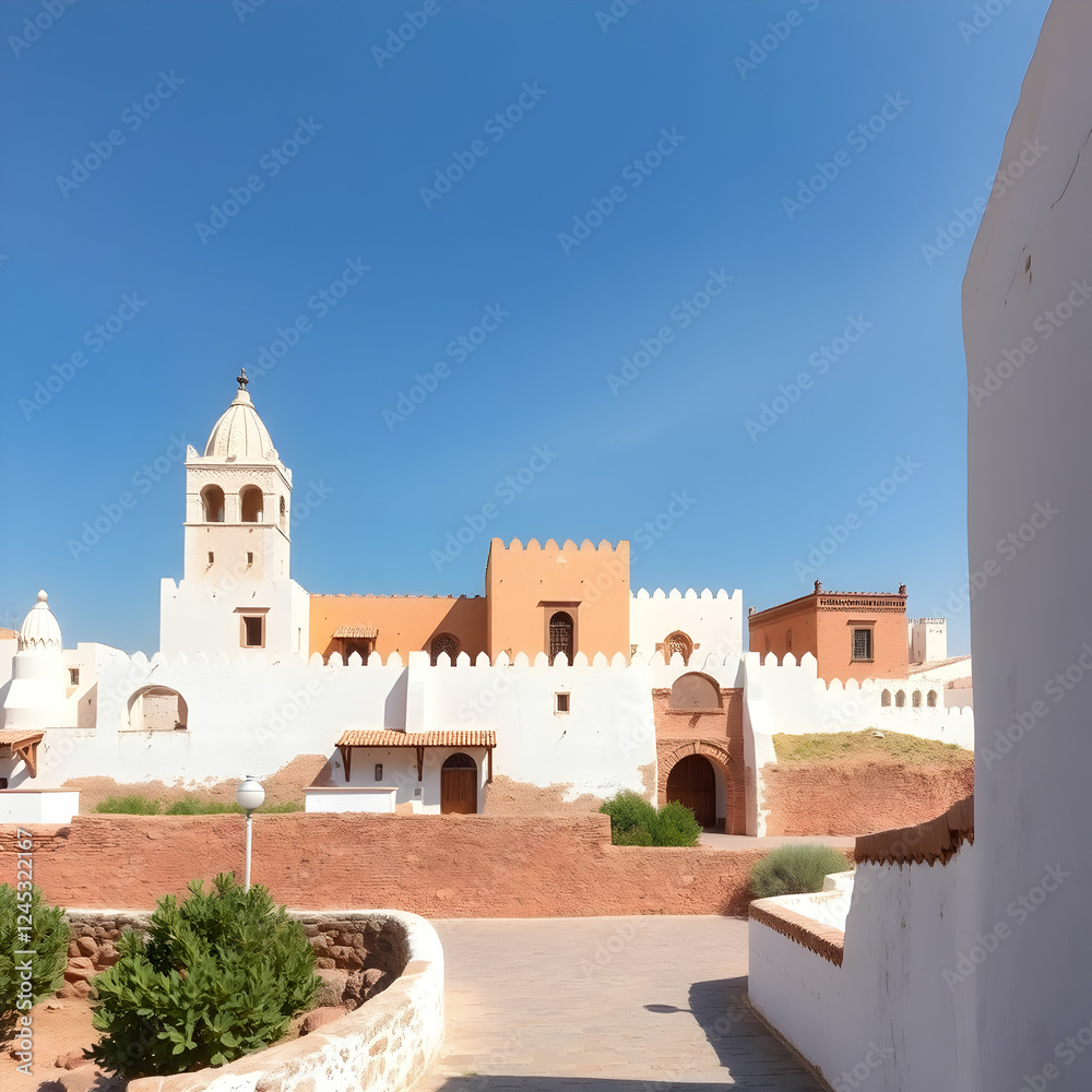 Historical Casbah of Taourirt Ouarzazate in Morocco isolated on the white background Historical Casbah of Taourirt Ouarzazate in Morocco isolated on the white background