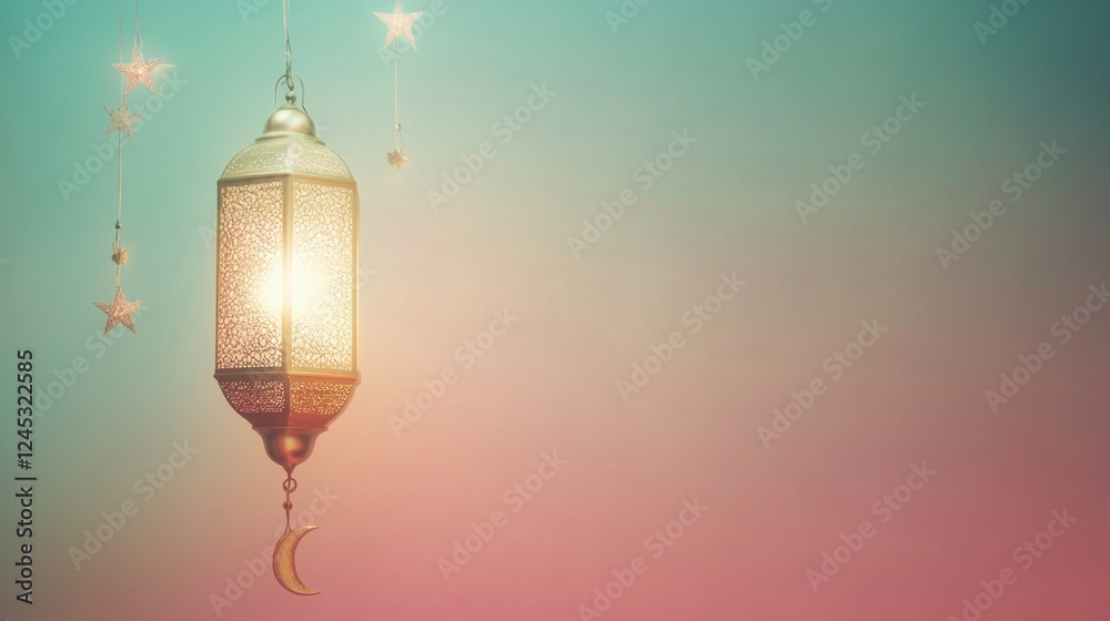 Ornate Ramadan Lantern with Mystical Glow Ornate Ramadan Lantern with Mystical Glow